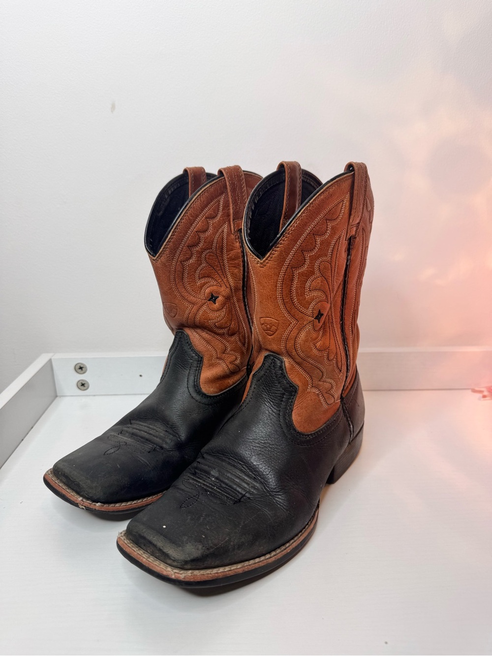 Ariat Black and Brown Leather Cowboy Boot